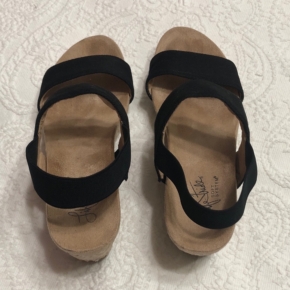 Life Stride Black Elastic Strap Wedge Sandals Size 8M - Picture 9 of 10